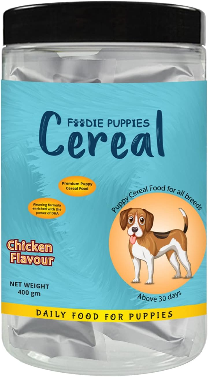 Foodie Puppies Pet Cereal Cerelac Weaning Food for Dog Puppy | Enriched with DHA ,Protien & Biotic for All Breeds, (Chicken Flavor, 400gm)