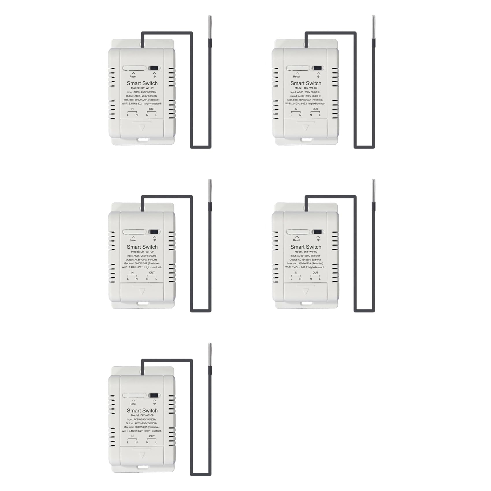 Jnchdghwa 5X WiFi Temperature Switch with 1M Sensor Smart WiFi 20A Thermostat Temperature Switch Supports Voice Control