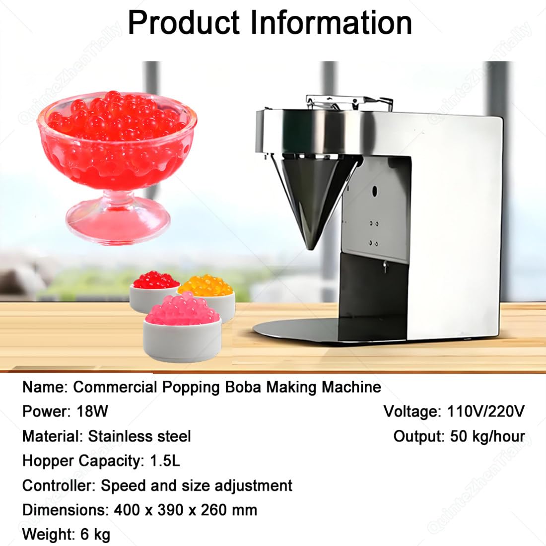 Automatische Tapiokaperlen Milchtee Maschine,Gewerbliche Spreizboba | Popping-Boba-Werkzeug-Maschine,18w,Einstellung Geschwindigkeit & Größe,Formwerkzeug für Bubble-Tea-Läden & Restaurants