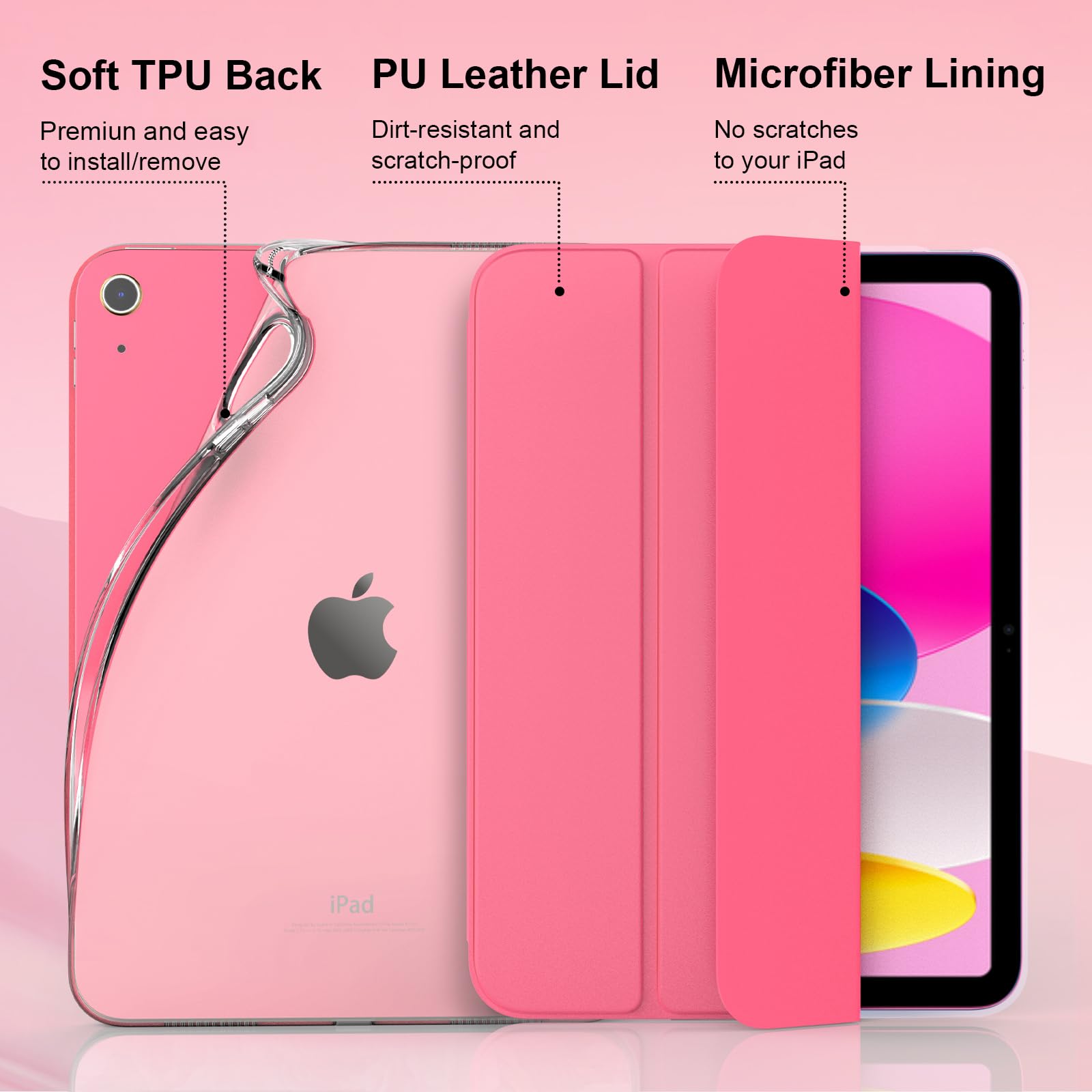 Coque IPad 11e Génération 2025 Et 10e Génération 2022 – Protection Rigide, Fonction Veille/réveil, Rouge Pastèque