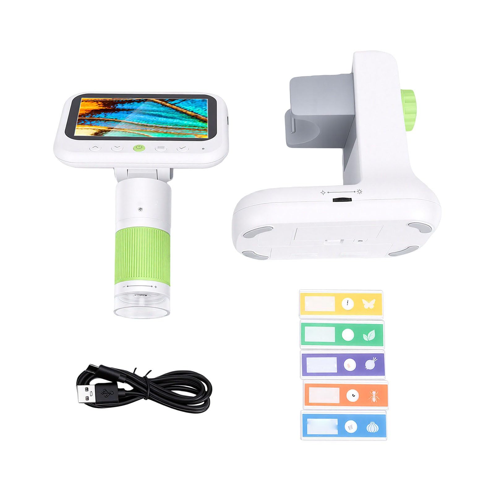 Microscopio Digital para Niños, Zoom 50X - 500X con Pantalla 4.3" 1080P, Soporte Portátil Modos Duales, Luces LED, Almacenamiento de 8 GB, Juguetes Científicos para Estudiantes y