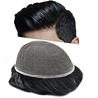 Vista 92 de Toupee para hombres, pieza de cabello completo suizo de encaje para hombre, sistema de reemplazo de cabello humano real para hombres, nudos