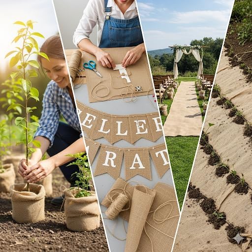 Miniatura 3 de Rollo de tela de arpillera Rollo de 40 pulgadas de ancho x 75 pies de largo Ideal para revestimientos de cama elevados de jardín, bordes, control