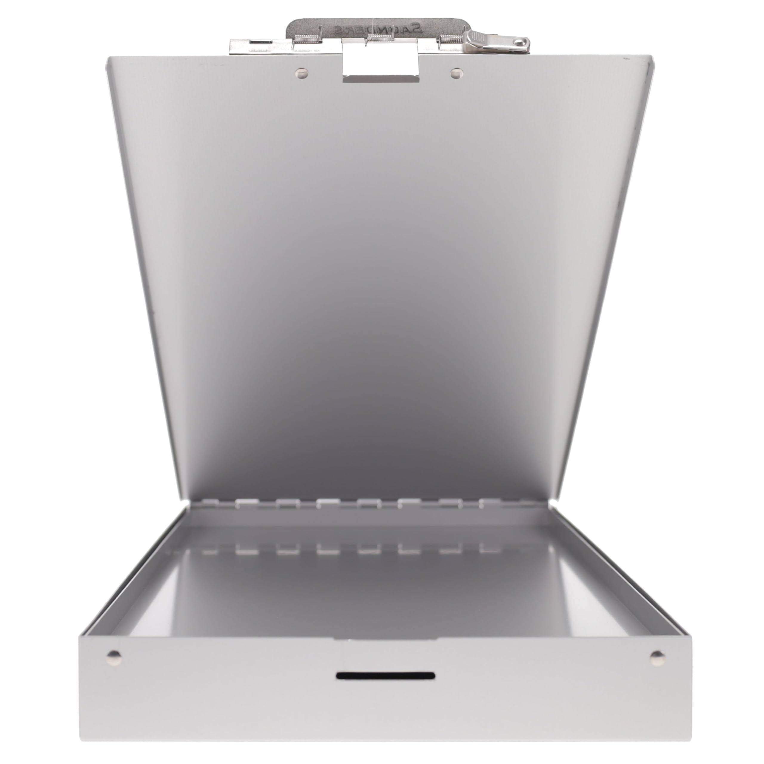 Saunders Porte-bloc en métal avec rangement, porte-bloc double couche argenté, organiseur de papier format lettre, clip en acier avec loquet autobloquant, support de formulaire pour bureau, école et