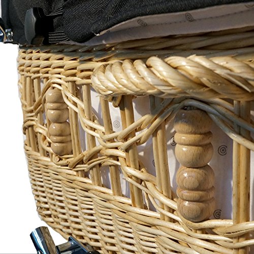 Eichhorn Kinderwagen SEN-WN-K043-RF-AIR Weidenkorbkinderwagen mit Lederriemengestell Korb Weide Natur, Luftrad, Stoff schwarz