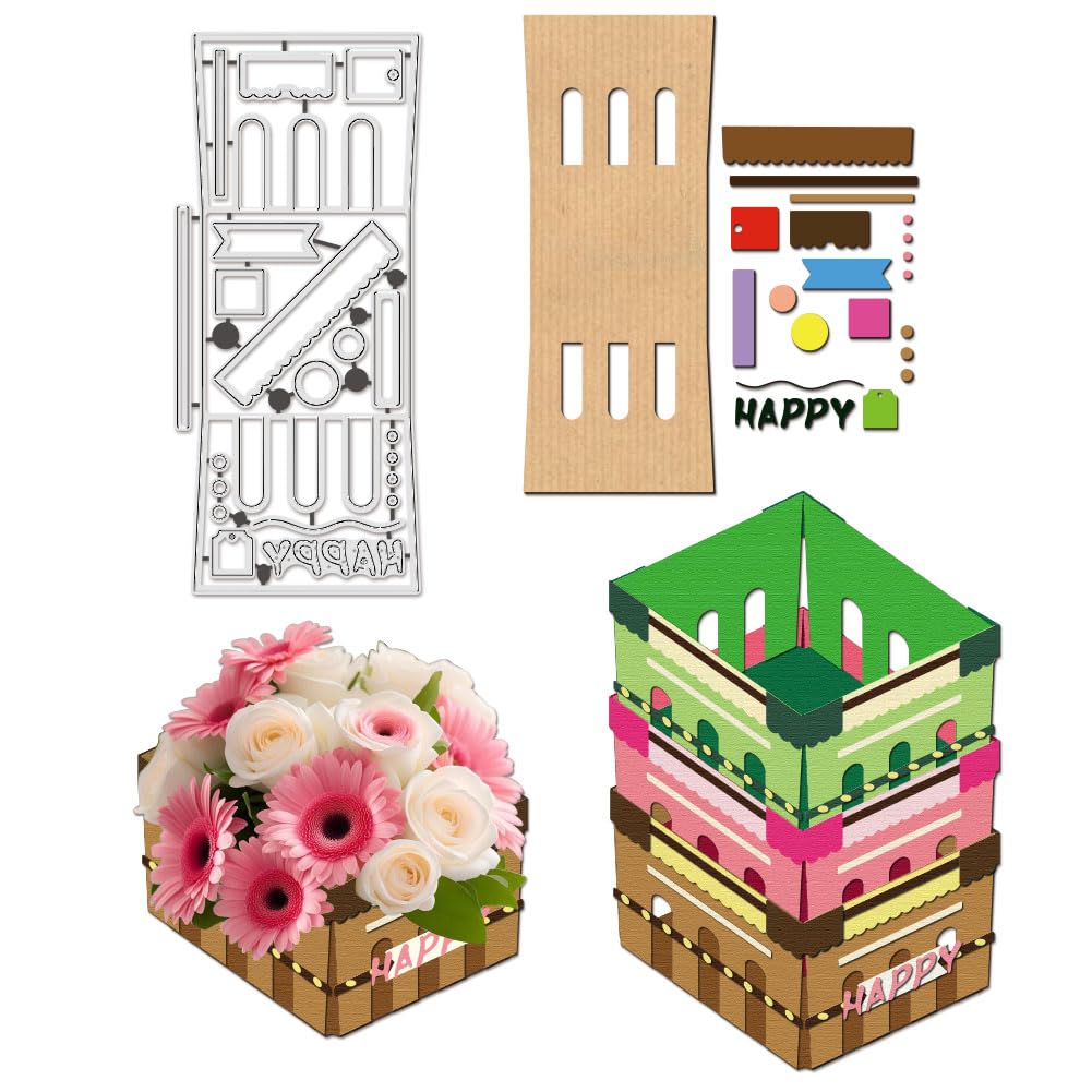 BENECREAT 3D Berry Box Cutting Dies, Fruit Basket Die Cuts for Card Making, Embossing Stencils Metal Templates for DIY Scrapbooking Photo Album