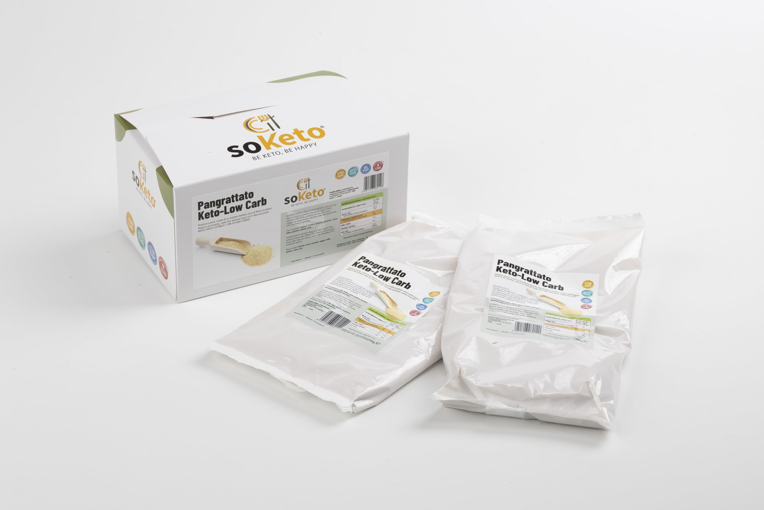 SOKETO Pane Grattugiato Keto Basso IG | Solo 4,5g Carboidrati - 12g Proteine per 100g | Low Carb, Senza Zuccheri (500g)