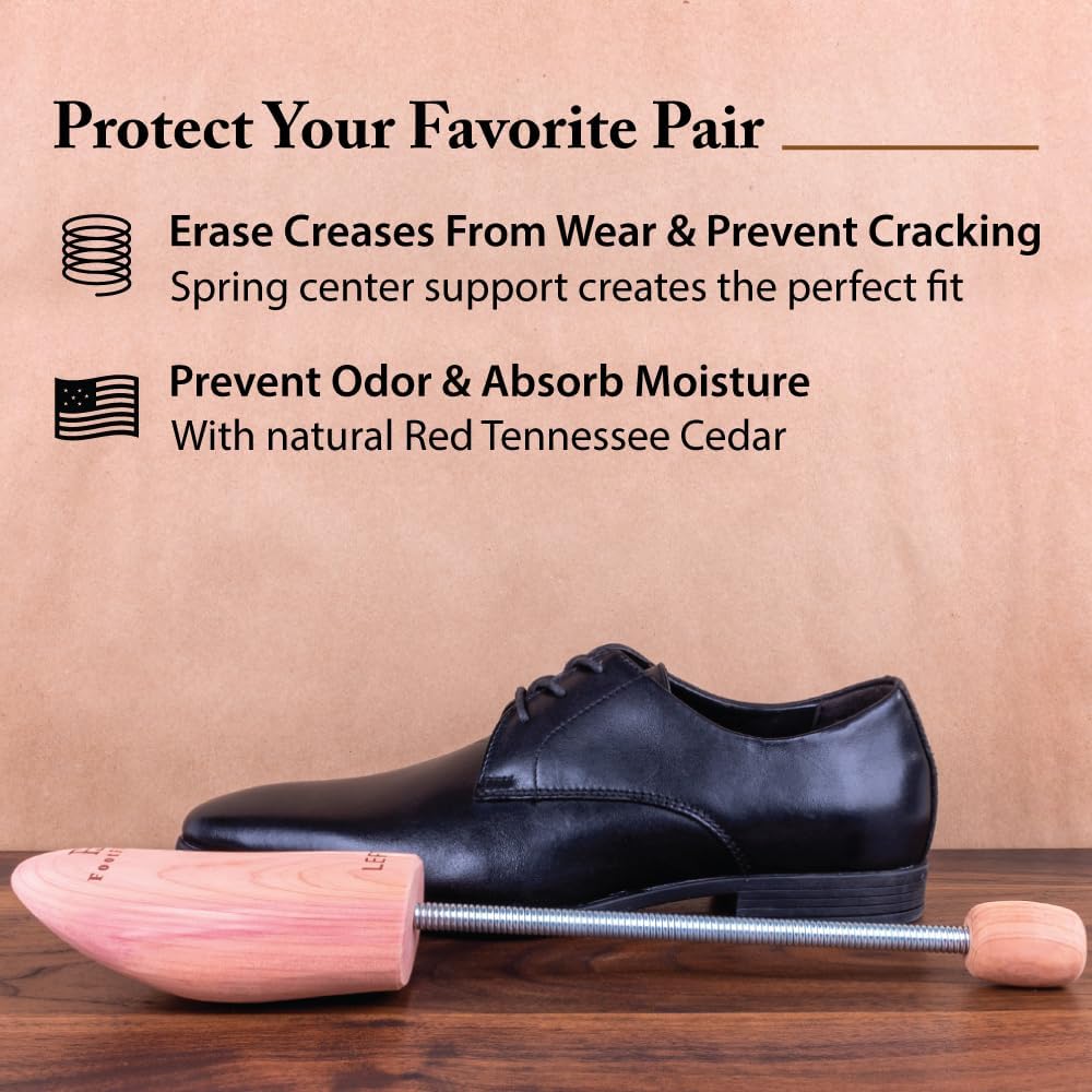 FootFitter Travel Cedar Shoe Tree - Natural Wood Shoe Shapers for Men & Women, Made From USA Grown Cedar Wood