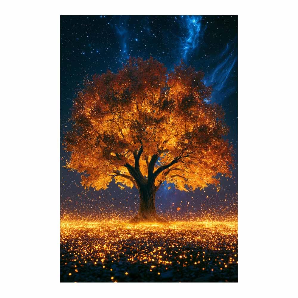 XENIOU Tree Of Life Golden Glow Water Tree canvas painting wall art, Living Room Bedroom Hallway Stairs Decoration.(Multicolor)-70x100cm Unframed