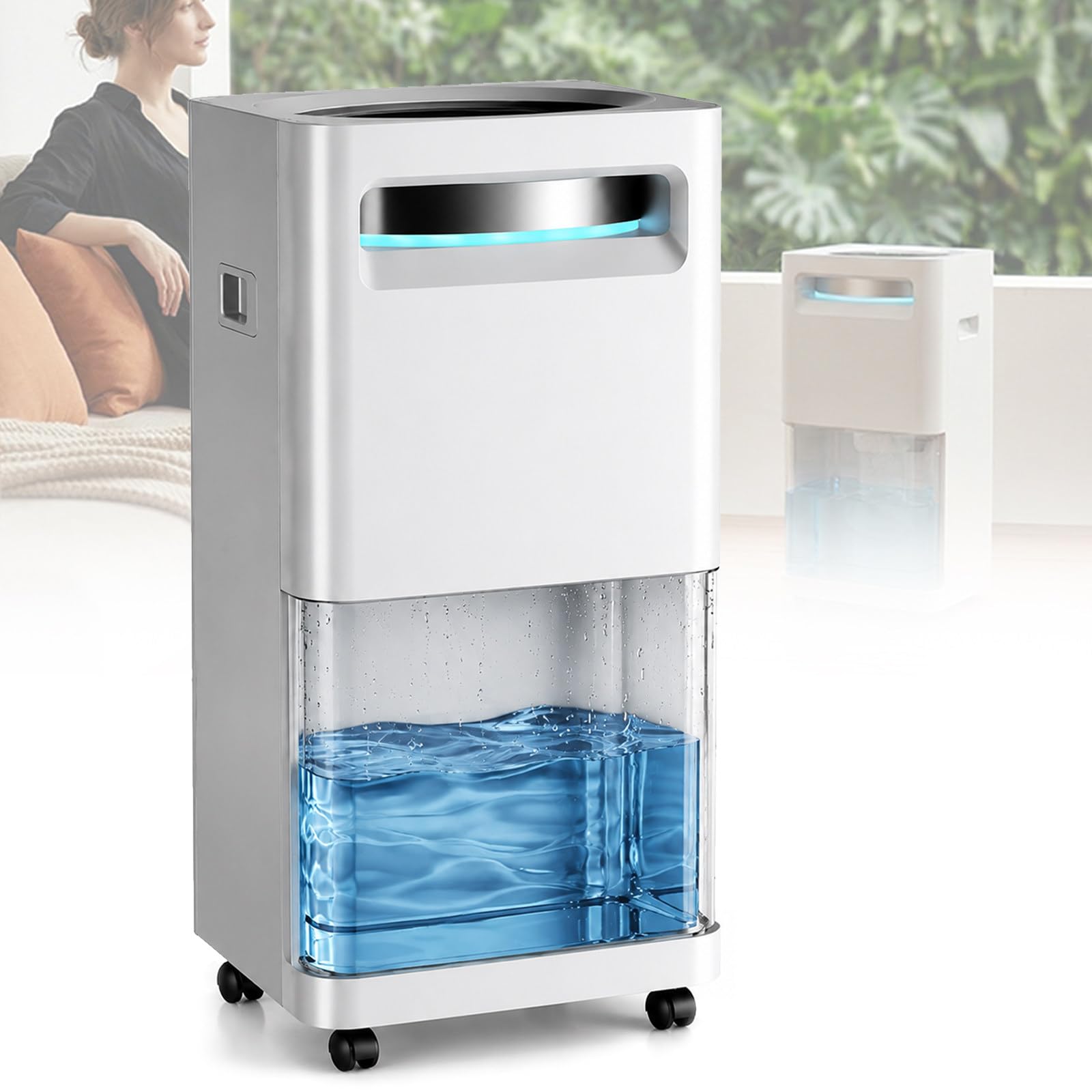 80L/Day Dehumidifier, 3-Color Lights for Bathroom Bedroom Wardrobe RV