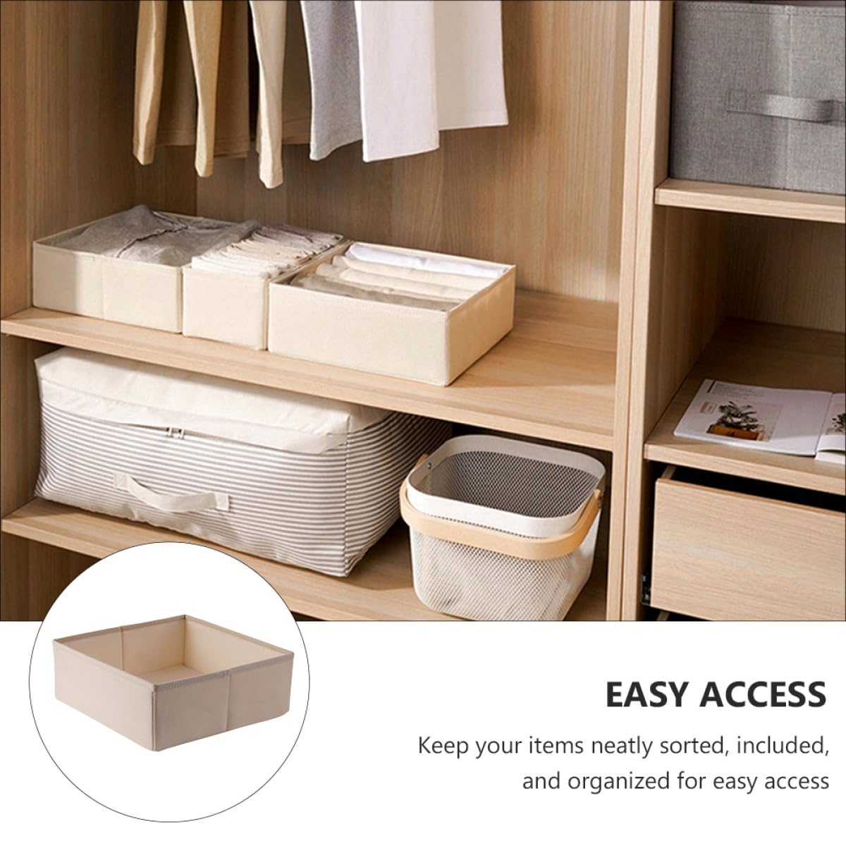 Set 3 Organizer per Cassetti Beige, Scatole Portaoggetti Divisorie per Reggiseni e Calzini, Contenitori per Armadio Casa, Organizzatore Biancheria Intima Pieghevole per Camera