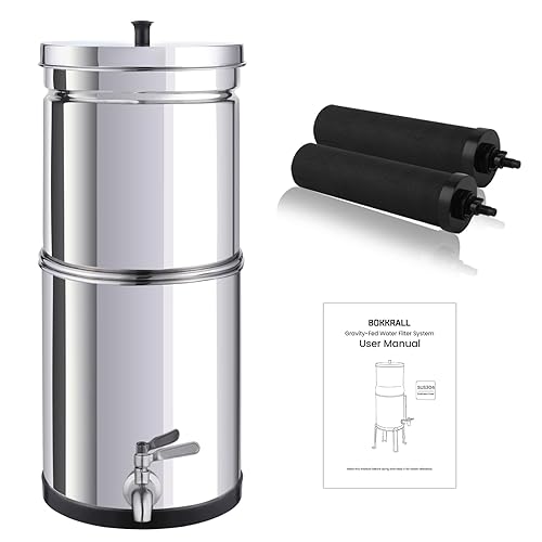 BOKKRALL NSFANSI 42 y 372 Sistema de filtro de agua alimentado por gravedad estándar de acero inoxidable Sistema de filtro de agua de 2.25 galones