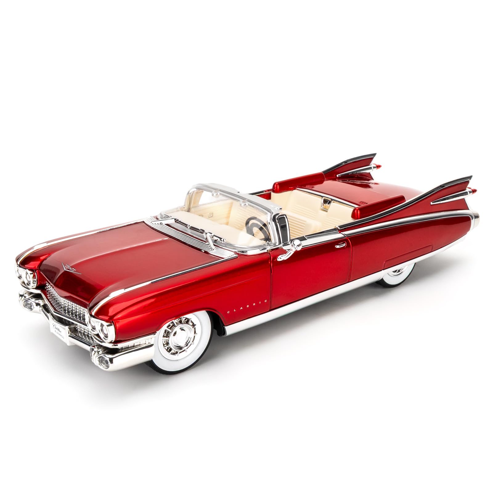 BDTCTK 1/24 Comapatible for Cadillac Eldorado Biarritz Series 62 Model Cars Toy, Zinc Alloy Diecast Pull Back Toy Cars with Sounds and Lights Vehicles for Kids Boy Girl Gift (red)