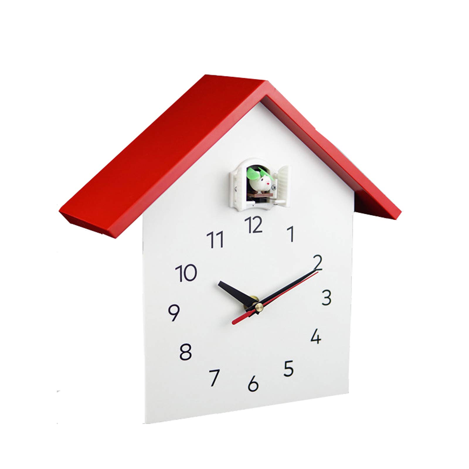 YfainiooCuckoo Clock, Cuckoo Wall Clock, Natural Bird Voices, Design Clock Pendulum, Bird House, Home Living Room Kitchen Office Decoration,Red