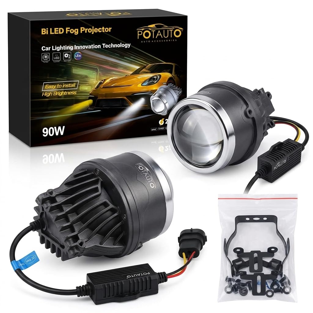 Potauto 3 Colour 3 Inch Bi LED Fog Projector Easy Install 90 Watts E622-image-9