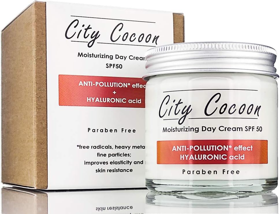 Sunscreen SPF 50 Anti-Pollution | UVA & UVB Protection | Moisturizing Day Cream | 90% Natural | Hyaluronic Acid | Anti-aging by City Cocoon - 50ml