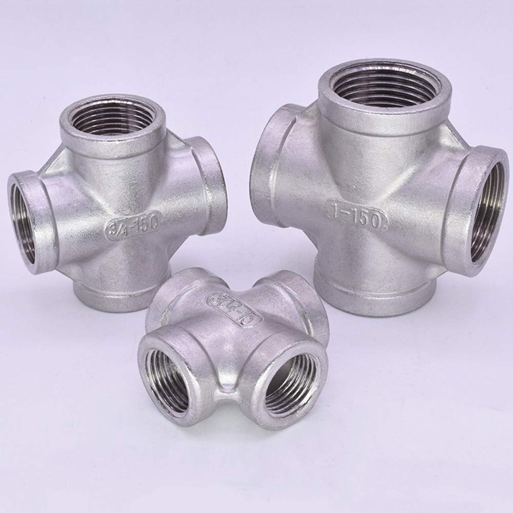 Raccordo a Croce a 4 Vie con Attacco Femmina Bsp Npt da 1/8" 1/4" 3/8" 1/2" 3/4" 1" 2" 3" 304 201 316 in Acciaio Inox/Bspt Ss304/3"