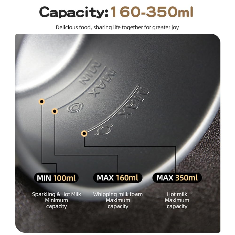 Espumador De Leche Eléctrico 4 En 1 con Calentador De Leche 350ml, Batidor Automático De Espuma Caliente Y Fría De Acero Inoxidable 304 para Café Latte Cappuccino Macchiato Chocolate Caliente