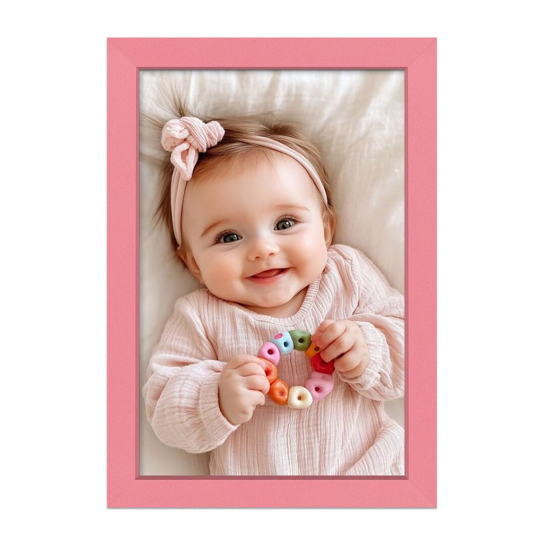 Alison Kingsgate Baby Pink 20X15CM Nursery Picture Frames, Baby Boy Gift Photo Frame, Wall Mount or Tabletop, Perspex Front, Thin Keepsake Frame for Newborn, Baby Shower & First Memories