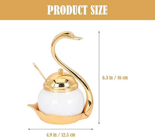 Miniatura 4 de Hemoton Contenedor de condimentos para condimentos, tarro de vidrio, estante de cisne con sal, azucarero y pimienta, organizador de almacenamiento