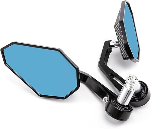 Miniatura 3 de Piezas de espejos CNC de aluminio negro para motocicleta, espejos laterales de 0.866in 78 pulgadas, espejo retrovisor universal para bicicleta de
