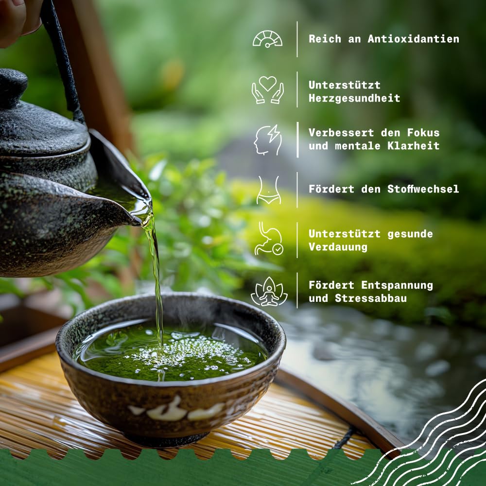 NaturaleBio Japanischer Sencha Tee – 200 g Bio Grüntee – 100% Reiner und natürlicher grüner japanischer Grüntee - Lose in Blättern der ersten Ernte – Bioprodukt angebaut in Japan