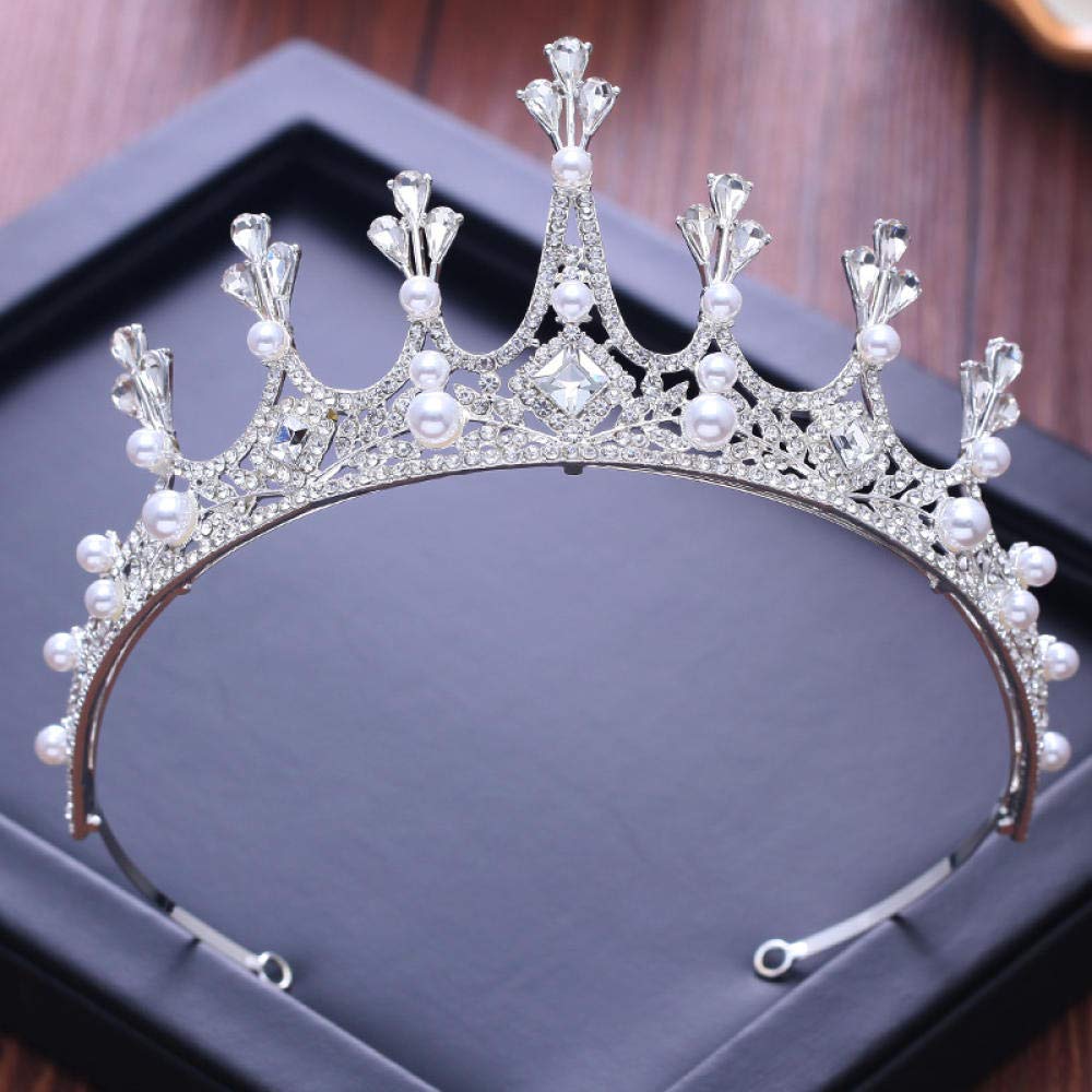 Tiara, stop strasu, biżuteria na głowę, srebrna, błyszcząca biała perła, dla kobiet, prosta, modna, wesele, ozdoba do włosów, w stylu vintage, opaska na czoło na imprezę