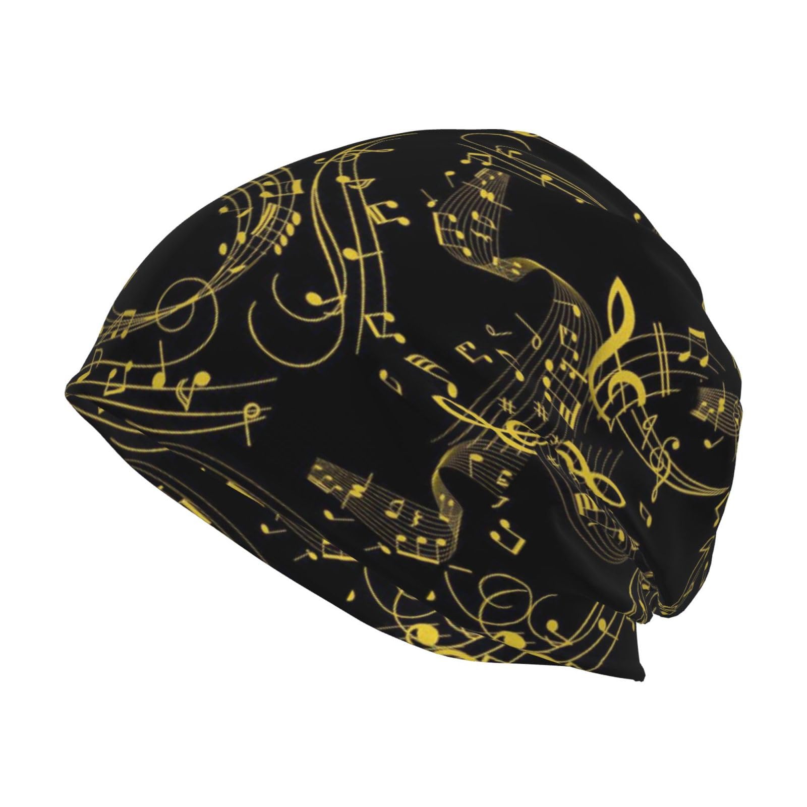 Hnnkloy Black Music Notes,Polyester Knitted Hat Skull Cap Balaclava Running Hat Slouchy Beanie Hat