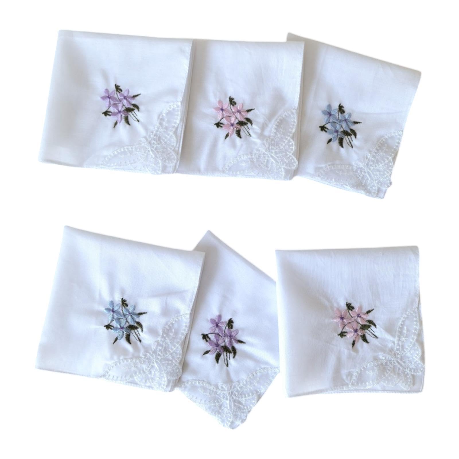 heavenglow 6Pcs Cotton Handkerchiefs for Women Hanky Elegant Embroidered Flower Hankies | Handkerchiefs | Vintage Accessories-picture-50