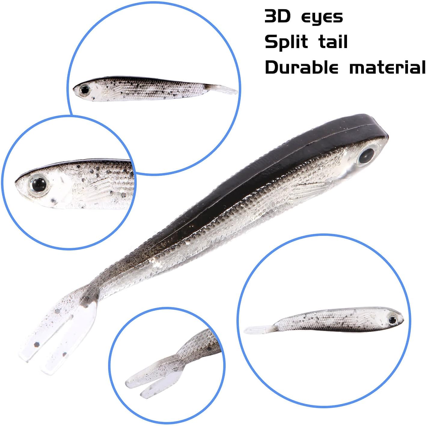 80PCS Soft Plastic Fishing Lures for Bass, Saltwater Freshwater Fishing Lures with Various Sizes Fishing Jig Heads Tackle, Premium Soft Saltwater Bait, Live Jerk Minnows Swimbait Kit - Sconqaek : Sports & Outdoors