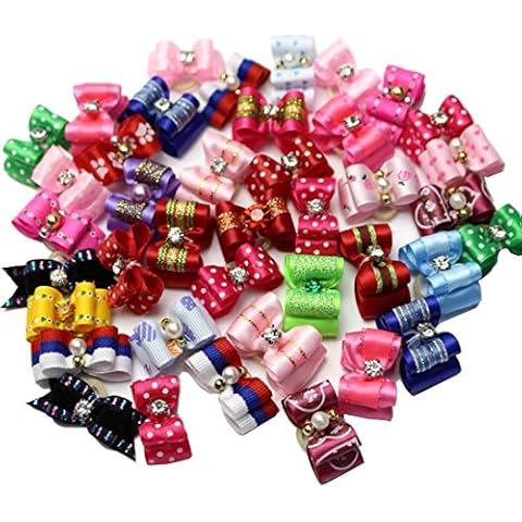 Luwu-Store 10pcs Cute Pet Dog Hair Bows Small Dog Hair Bows with Elastic Rubber Bands Multi-Color Pet Grooming Accessoriess Doggy Kitty Bowknot Top Knot Grooming Accessories Set Cover