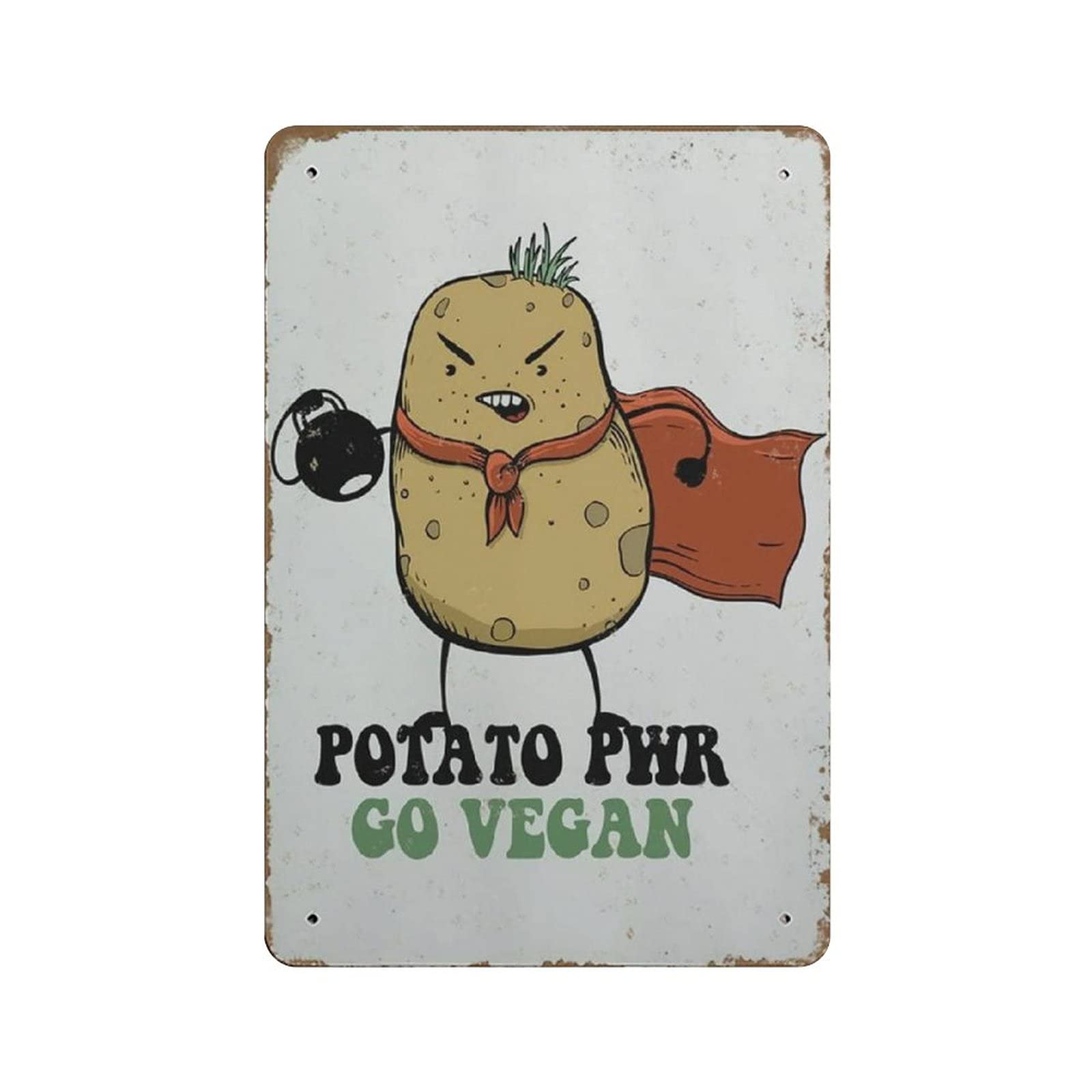 rayprint Potato Pwr Metal Tin Sign Vintage Wall DecoR for Bedroom Home Wall Decor Posters 12x8in (30x20cm)