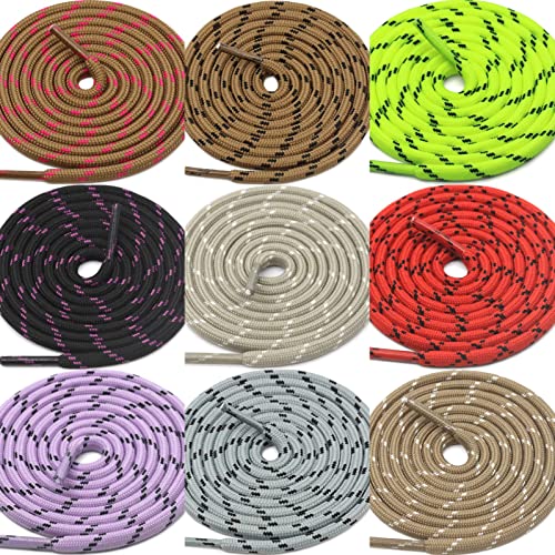 Image of Round Shoelace (2 Pair) Shoelaces for Hiking Shoes, Outdoor Walking Sneakers, Outdoor Hiking, Climbing, Basketball, Work Boot, Running, Sport Shoes