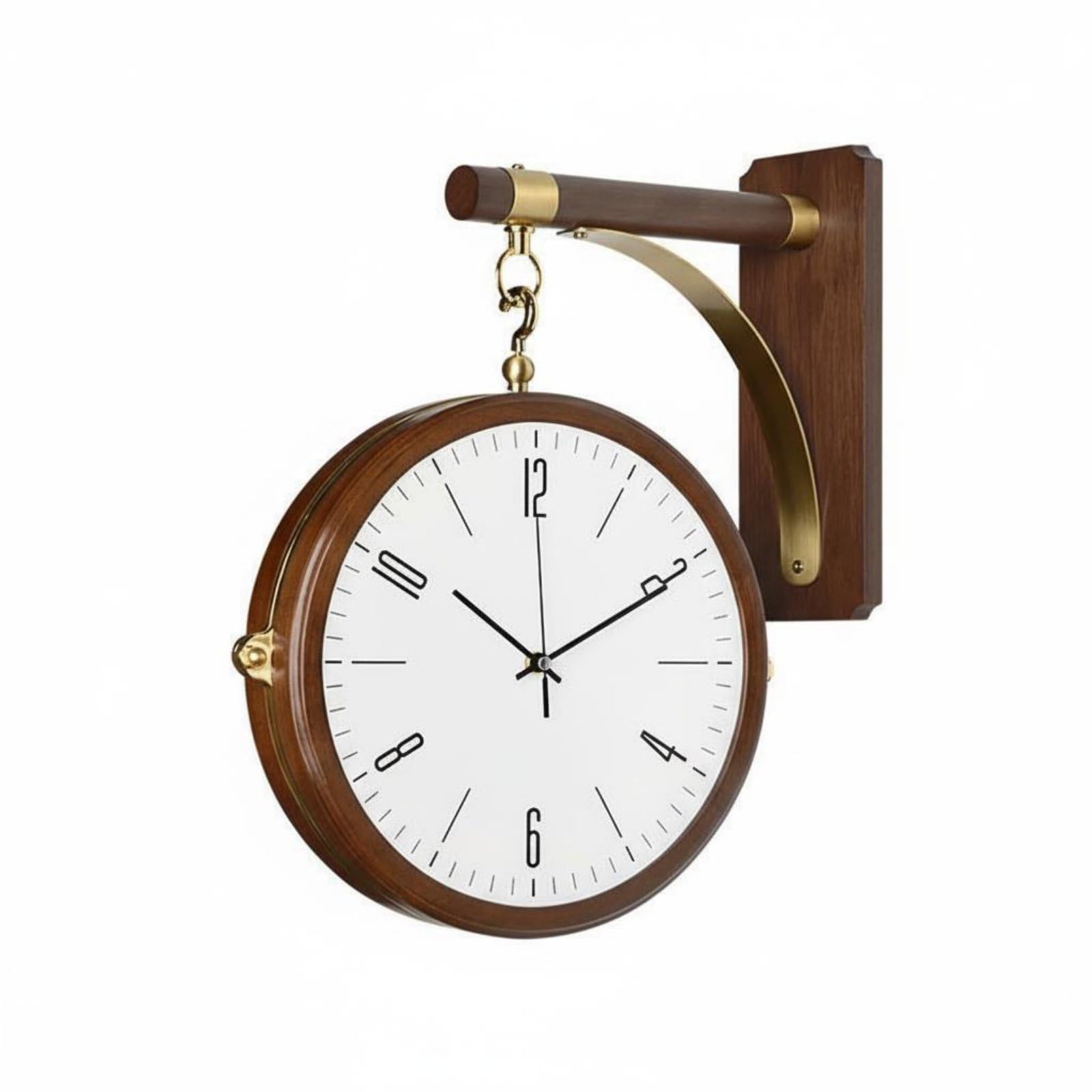 Baoblaze Orologio da Parete con Quadrante Doppio E Design Elegante in Legno Massello con Meccanismo Silenzioso Rotazione Completa Adatto per Ufficio, color to 12, Metalmv+Lega+Bianco+H