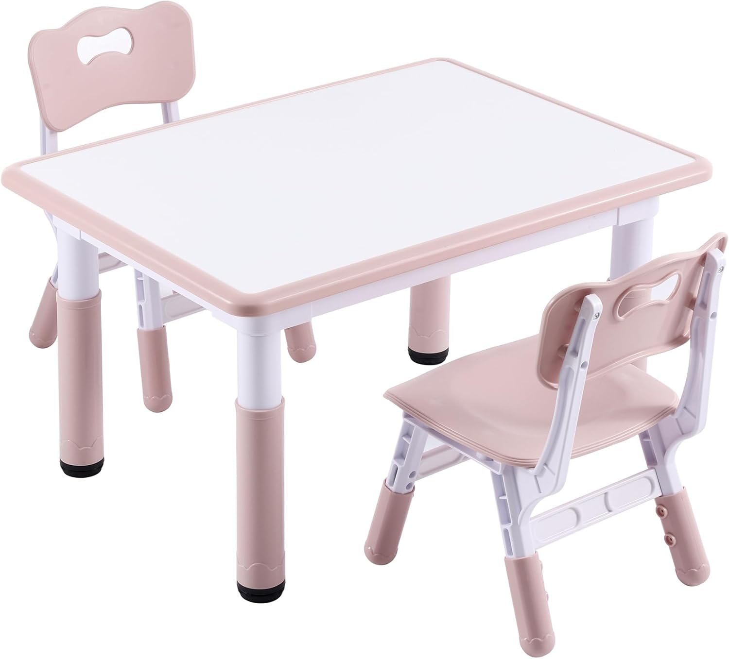Kids Table and 2 Chairs Set - Height-Adjustable Toddler Table & Chair