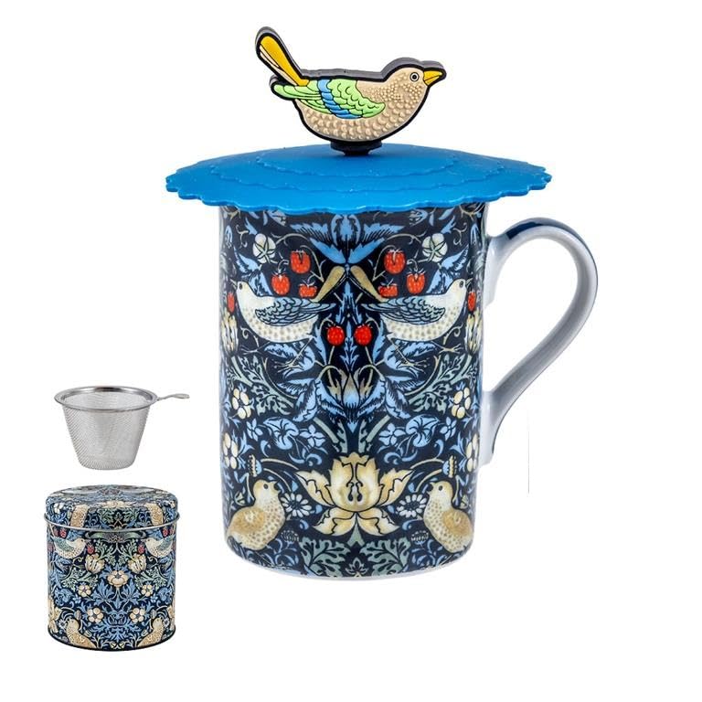 DRW Lot de 6 tasses à infusion avec filtre en acier inoxydable Voleur de fraises Tasse : 8 x 8 x 10 cm