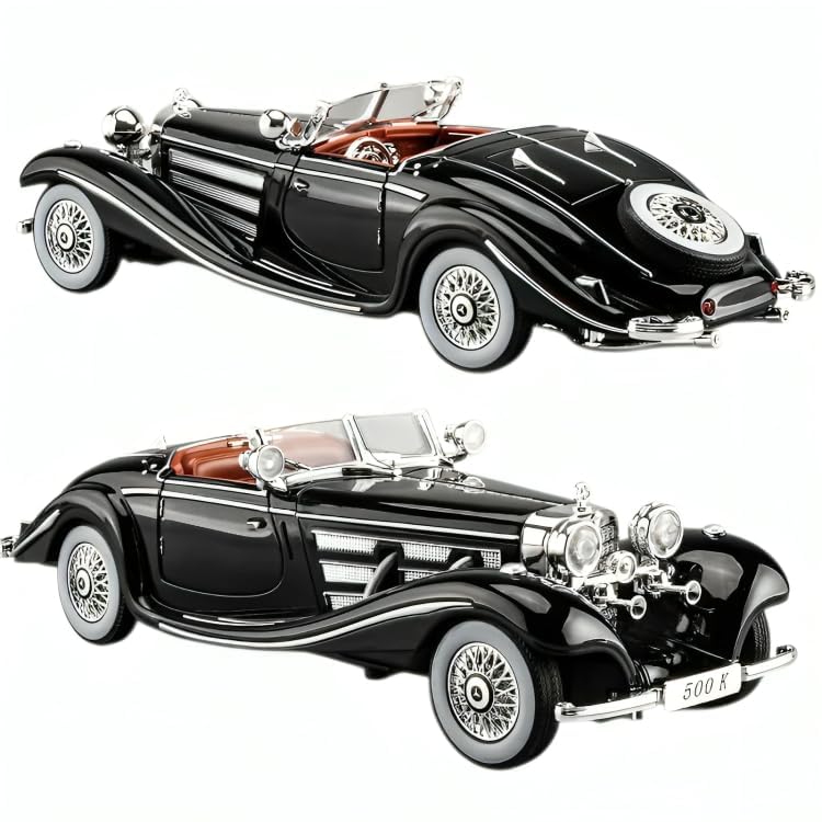 Image of Mercedes Benz 1936 500K Special Roadster Vintage SUV 1:32 Scale Model Car Exclusive Alloy Metal Pull Back Diecast Metal Pullback Toy Openable Doors & Light Music【Colors as Per Stock 】