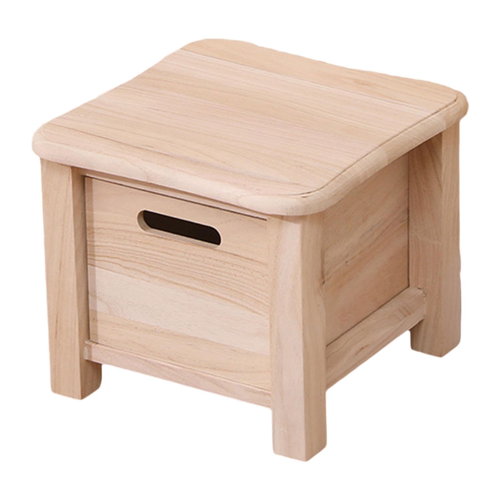 Fenteer Sgabello Contenitore in Legno, Sedia per Cambiare Le Scarpe, Decorazione per Casa, Piccolo Sgabello con Bordi Arrotondati per Soggiorno, 30 Cm X 30 Cm X 25