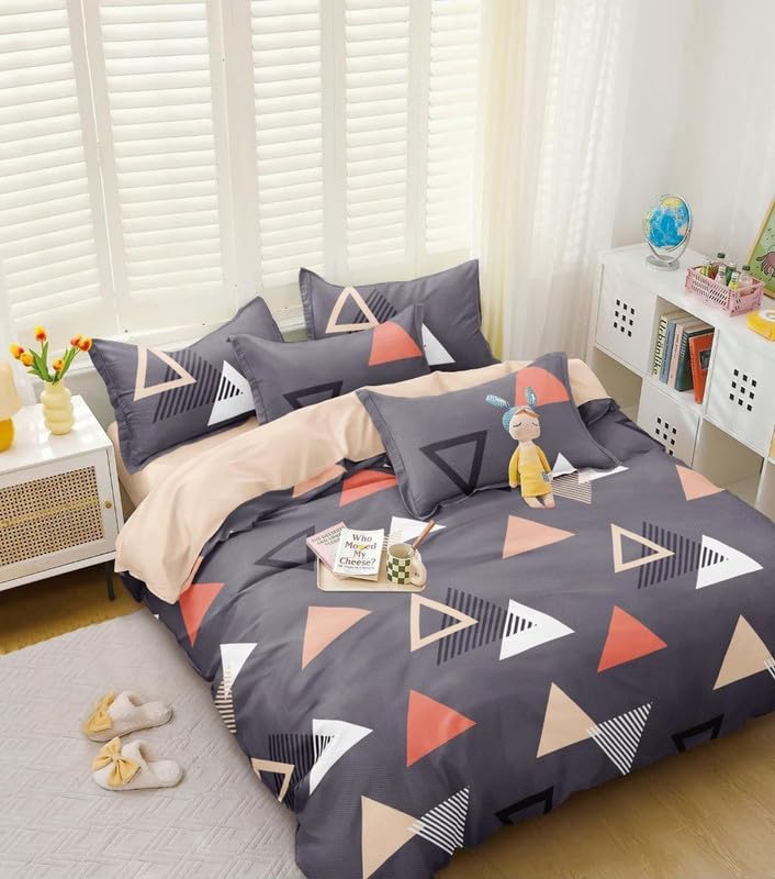 Super Quality Glace Cotton Quilt Cover/Duvet Cover/rajai/ 210 Thread Count, Zipper Closure (Size 90X100) Inches Set of 1 DVT-AL 70-image-36