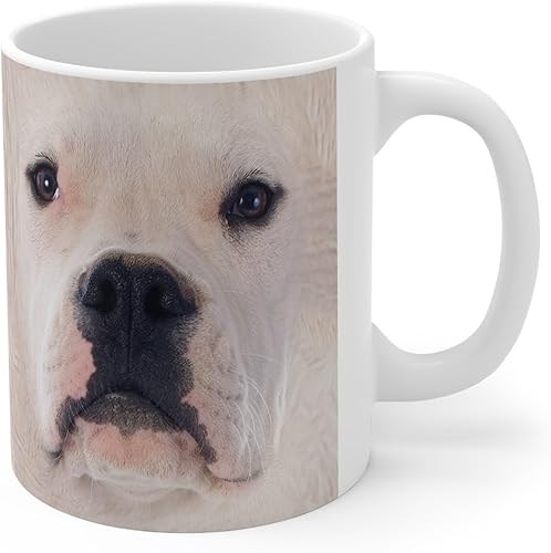 Miniatura 3 de Lovesout Funny Gifts - Taza de café de cerámica blanca con diseño de perro Bulldog Americano, con cara grande, 11 onzas