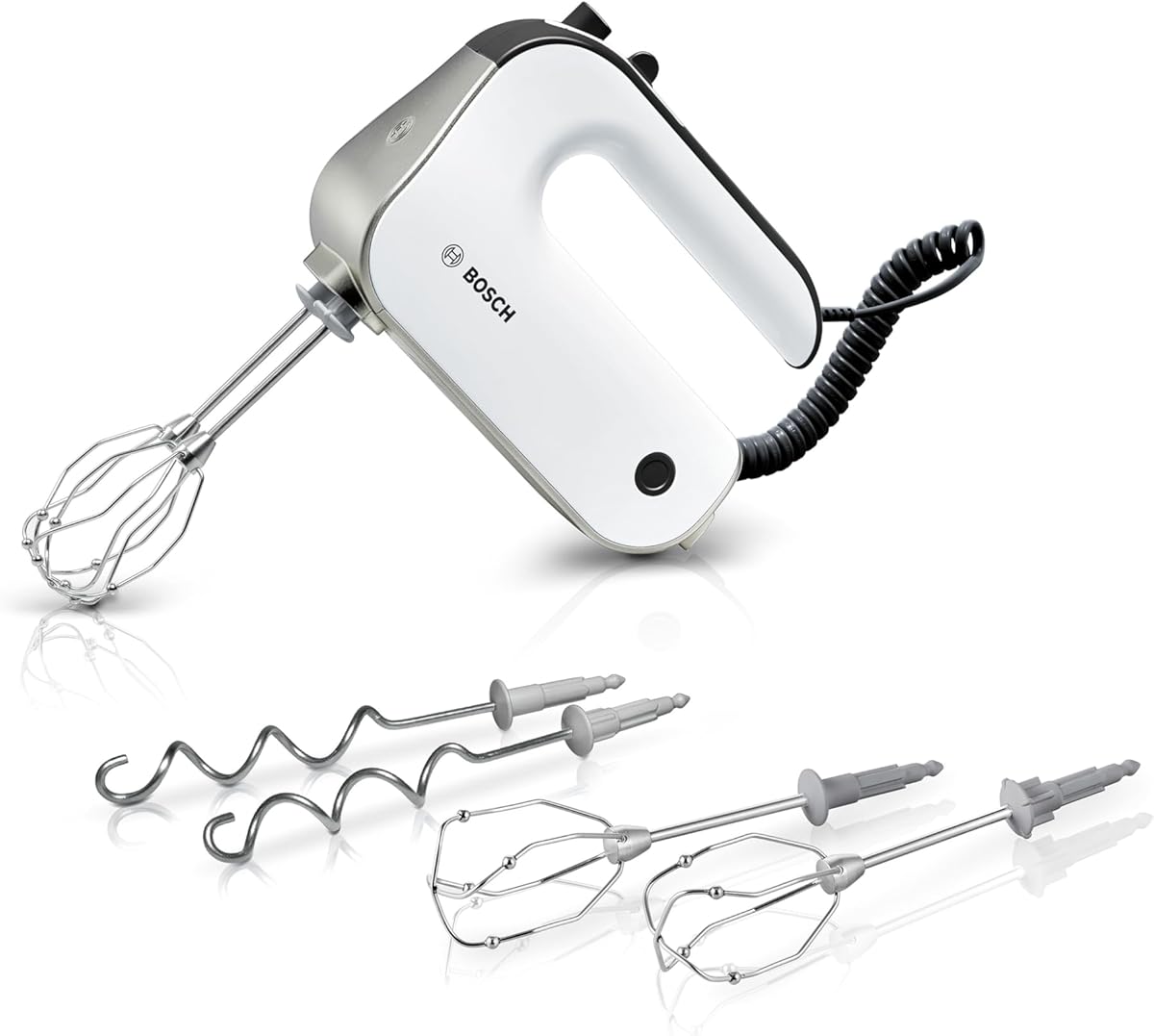 Bosch Handrührer Styline MFQ4835DE, 2x2 Rührbesen, 2 Edelstahl-Knethaken, spülmaschinengeeignet, 575 W, weiß