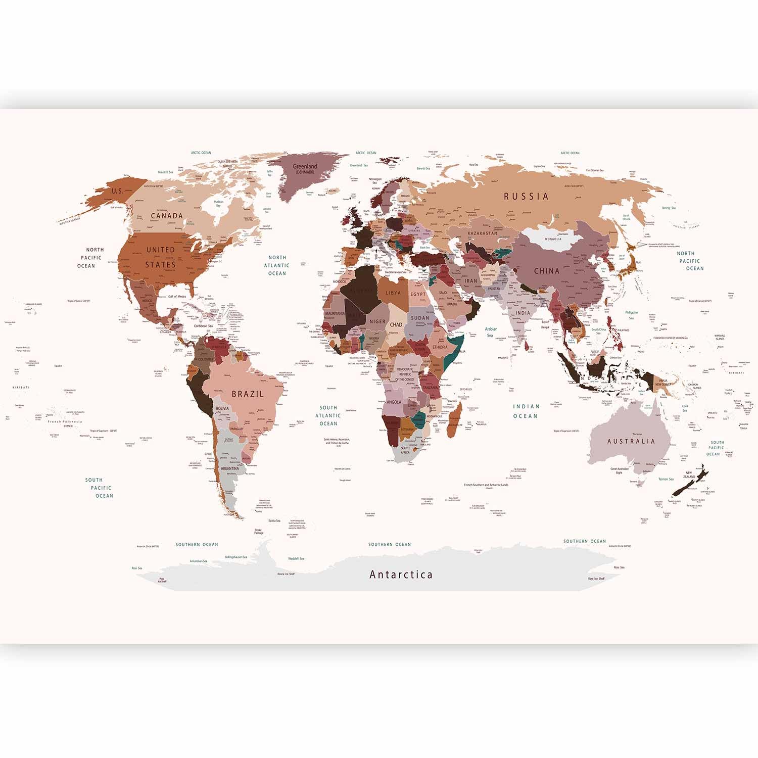 murando World map Photo Wallpaper 196x140 cm / 77.2" x 55.1"
