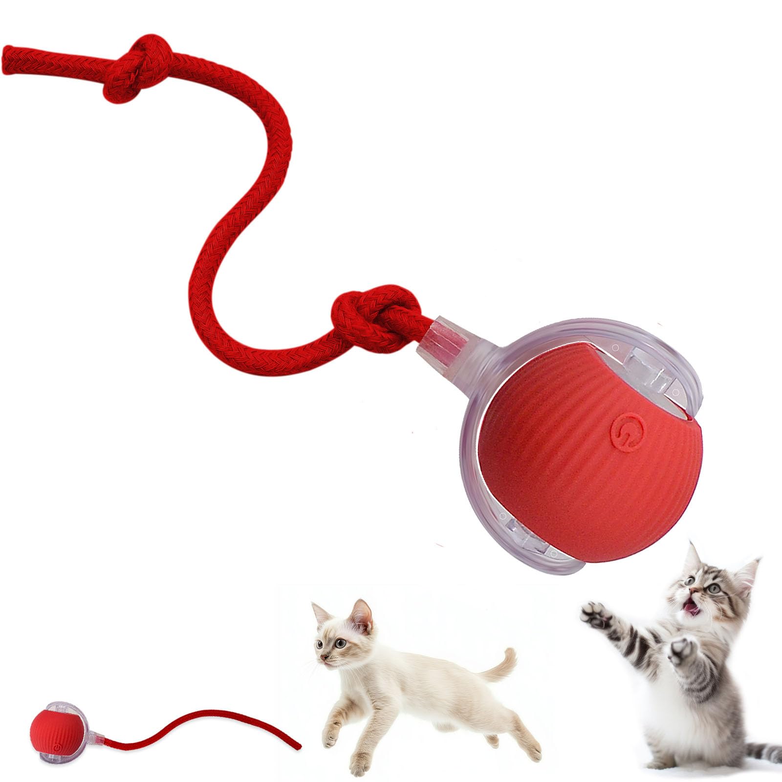 Pelota de juguete interactiva para gatos y perros: juego inteligente de movimiento automático para mascotas con luz LED y cola para activación por movimiento, regalo de cachorro de gatito, ejercicio