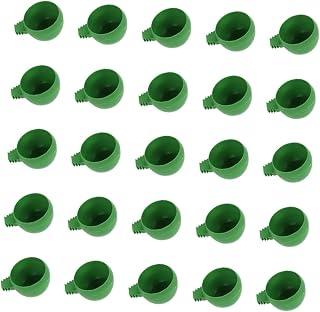 MERRYHAPY 25 peças Caixa de comida para pássaros, prato de pássaros, alimentador de periquitos, copo de galinheiro de pássaros, recipiente de plástico para papagaio, organizador de alimentos, papagaio, copo pendurado para pássaros, suporte de água redondo verde
