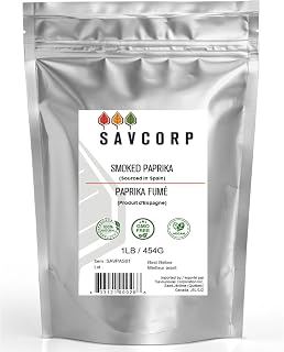 454g (1 lb) 100% Natural Smoked Paprika Powder | PREMIUM QUALITY (Sourced in Spain) | no GMO, no Irradiation | Spice Seasoning | Keto, Paleo, Vegan | Resealable Bulk Bag