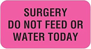 Tabbies Veterinary Care Instruction Removable Labels, Fluorescent Pink, Surgery DO NOT Feed OR... 1-5/8"W x 7/8, Important Care Instructions for Pets, 560 Labels Per Roll
