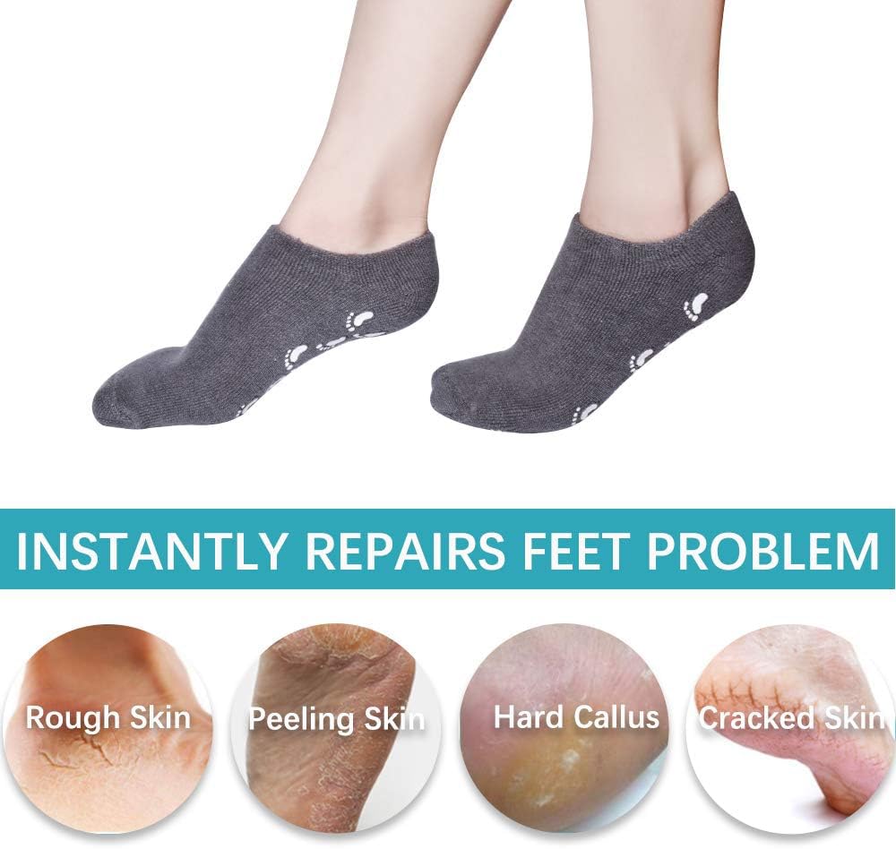 Maharsh Pink Soften Moisturising Spa Comfy Recovery Foot Hand Care Gel Socks and Gloves (Grey)