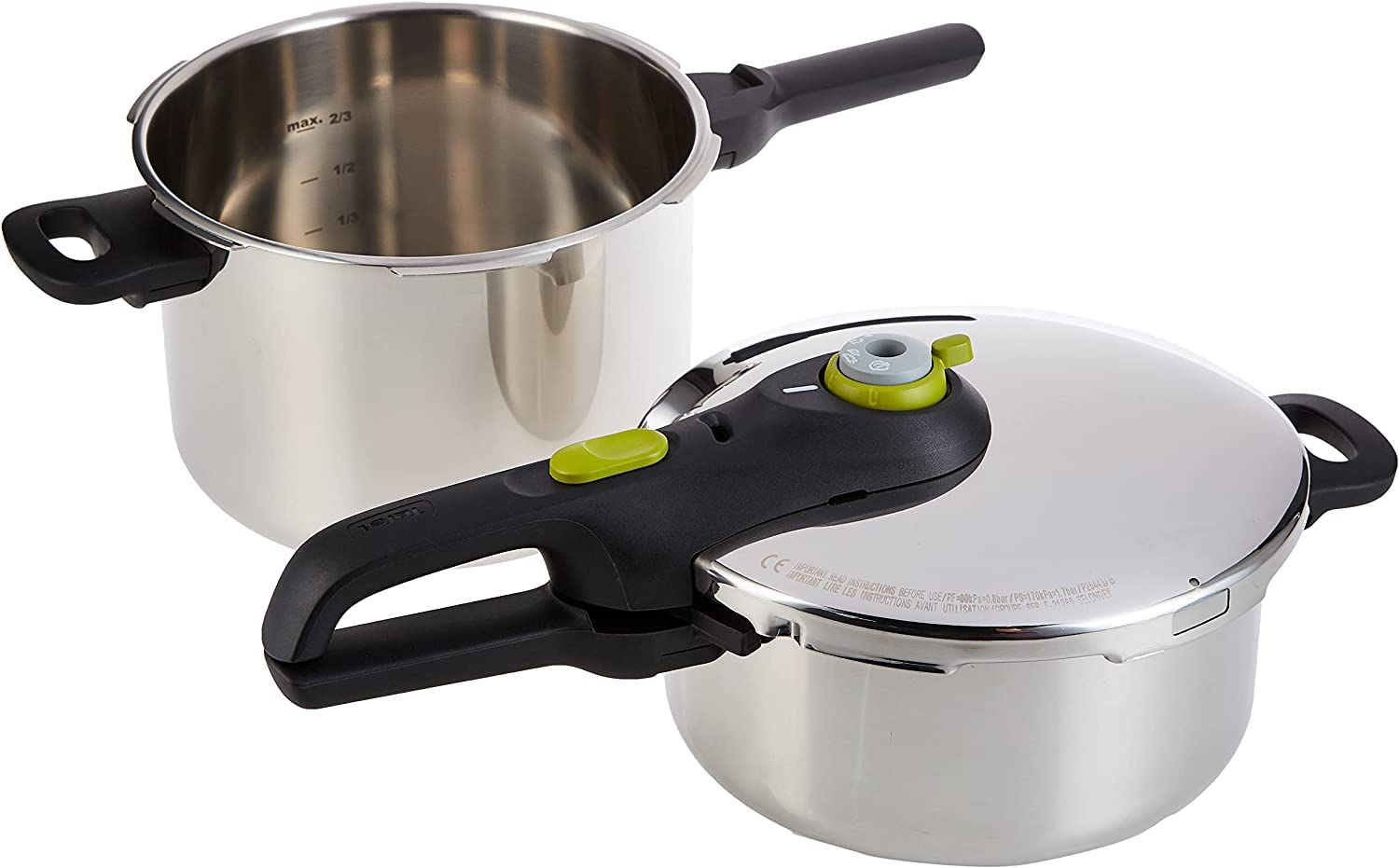 Tefal Stainless Steel Manual Pressure Cooker, 6 Liter, 4 Liter, Silver, 3 Pcs Set - P2544331