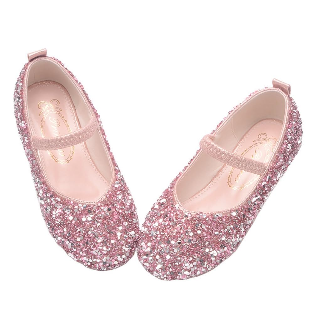 Girls Classic Slip on Mary Jane Ballet Flats Glitter Wedding Party Bridesmaids Flower Girl Princess Dress Shoes for Kid Toddler