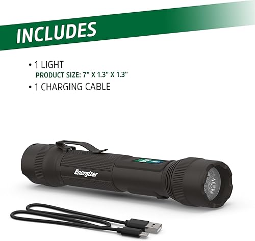 Miniatura 7 de Energizer Linterna LED recargable X1000 con indicador de encendido, linterna súper brillante, resistente al agua IPX4, luz resistente para